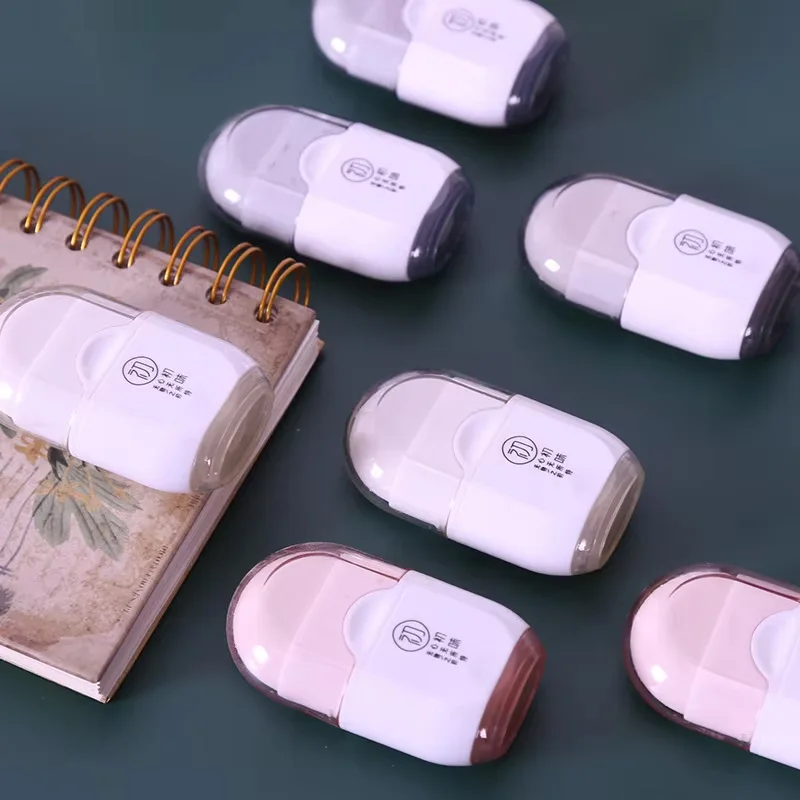 1 قطعة ممحاة ثنائية الغرض ومبراة أقلام رصاص محمولة باليد متعددة الوظائف براية أقلام مع غطاء لوازم مكتبية للطلاب