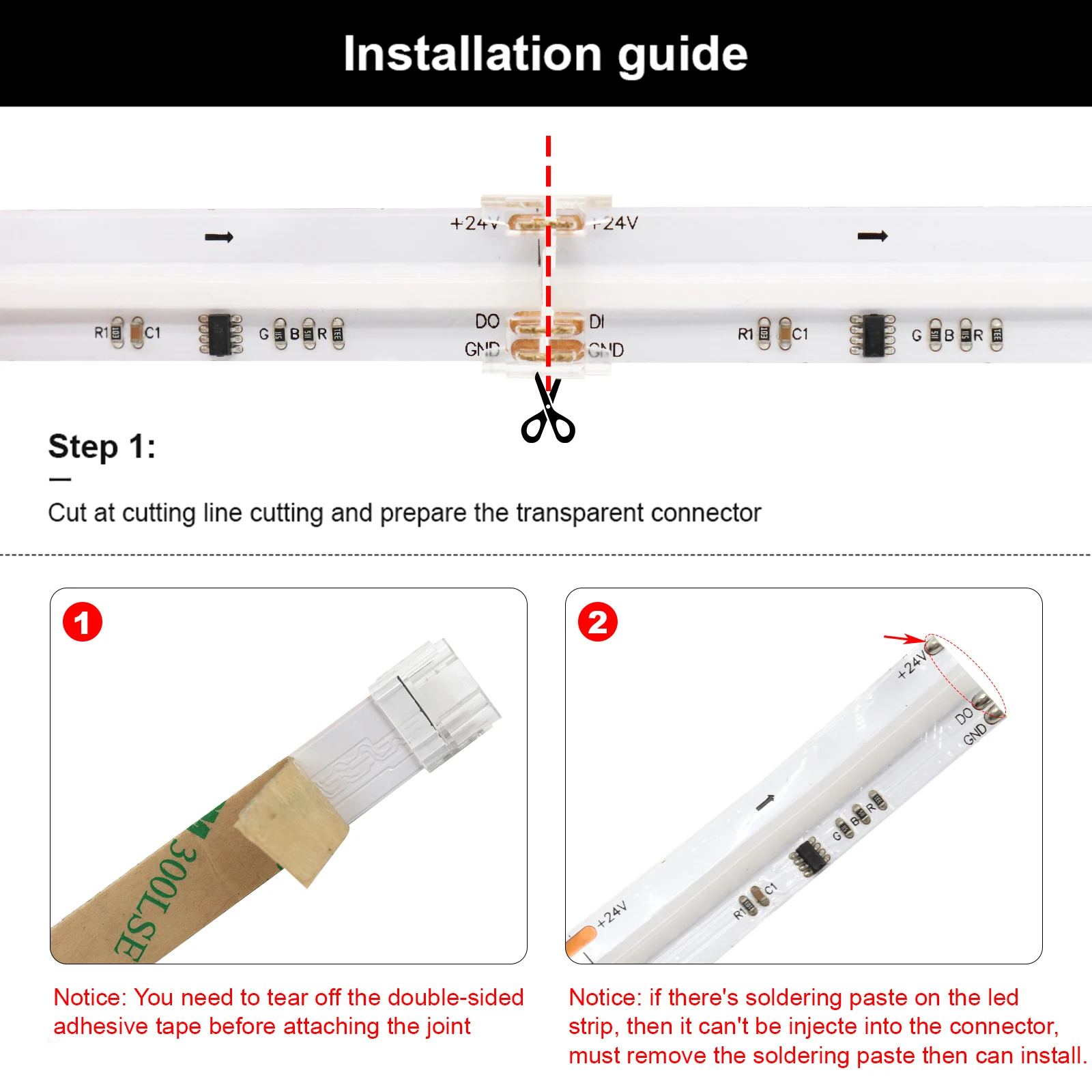 3Pin 12mm Connector for RGBIC Addressable LED Strip Solderless Fast LED Connector Support 90° Right Angle Connection