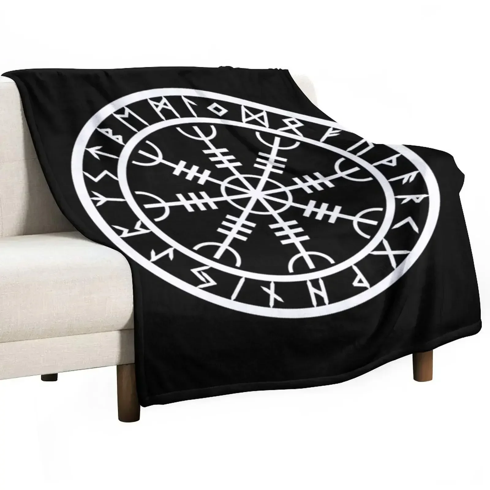 Helm of Awe /// Rune Circle (Variant II) Throw Blanket Cute Plaid Beach sofa bed warm for winter Kid'S Soft Big Blankets