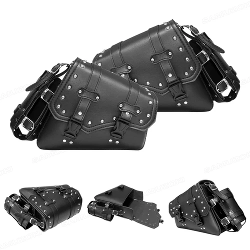 Imagen 2 del producto Bolsa universal para sillín de motocicleta, bolsa lateral para herramientas, maleta impermeable con bolsa para botella de agua, mochila de PU para brazo oscilante, mochila de viaje