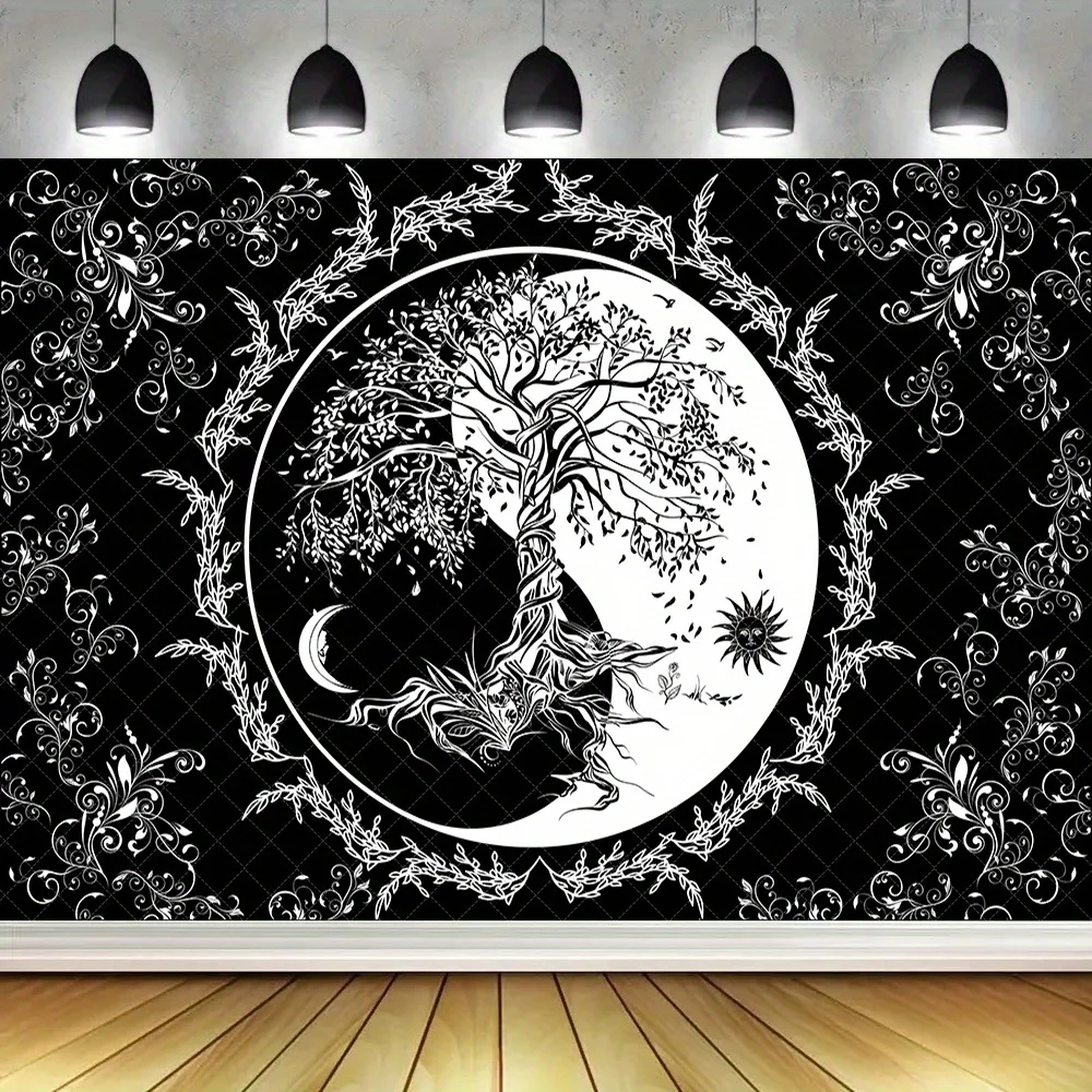 Yin Yang Tai Chi Tapestry - Animal Themed Woven Wall Hanging, Graphic Pattern,for Bedroom, Living Room Decor