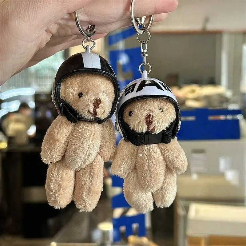 Cute Bear Keychain Plush Keyring Bag Charm Pendant Kawaii Plush Gift for Girl Women Bikers Enthusiasts Ornament Jewelry Present
