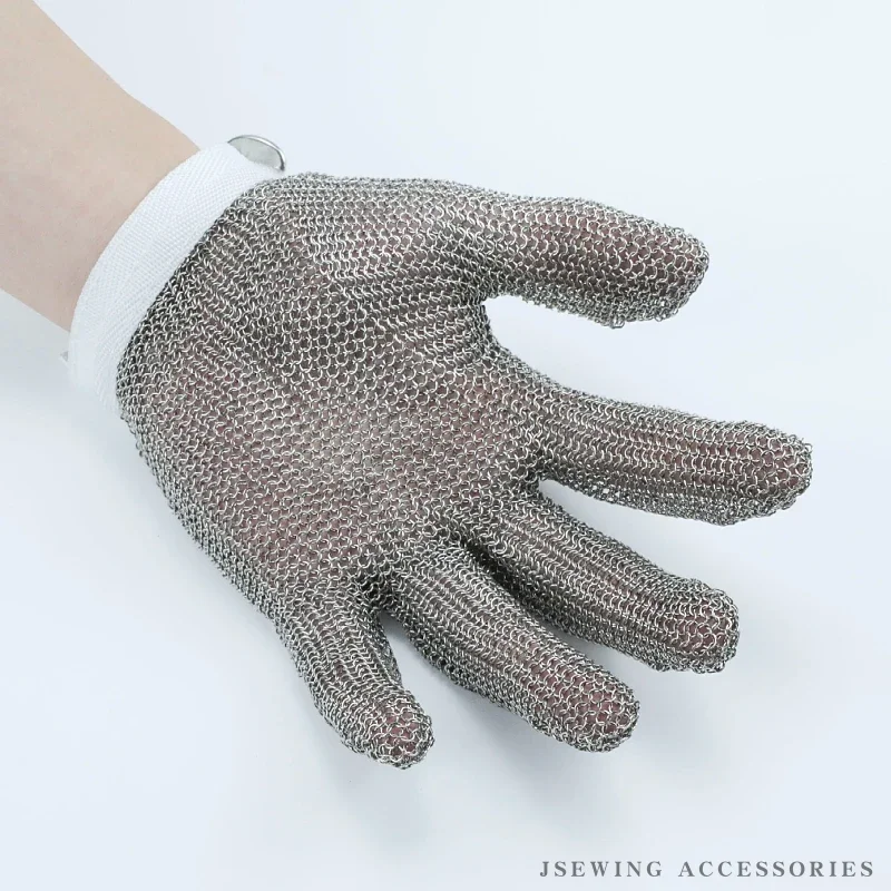 Stainless Steel Mesh Safety Glove For Cut Protection, Ambidextrous, Adjustable Wrist Strap