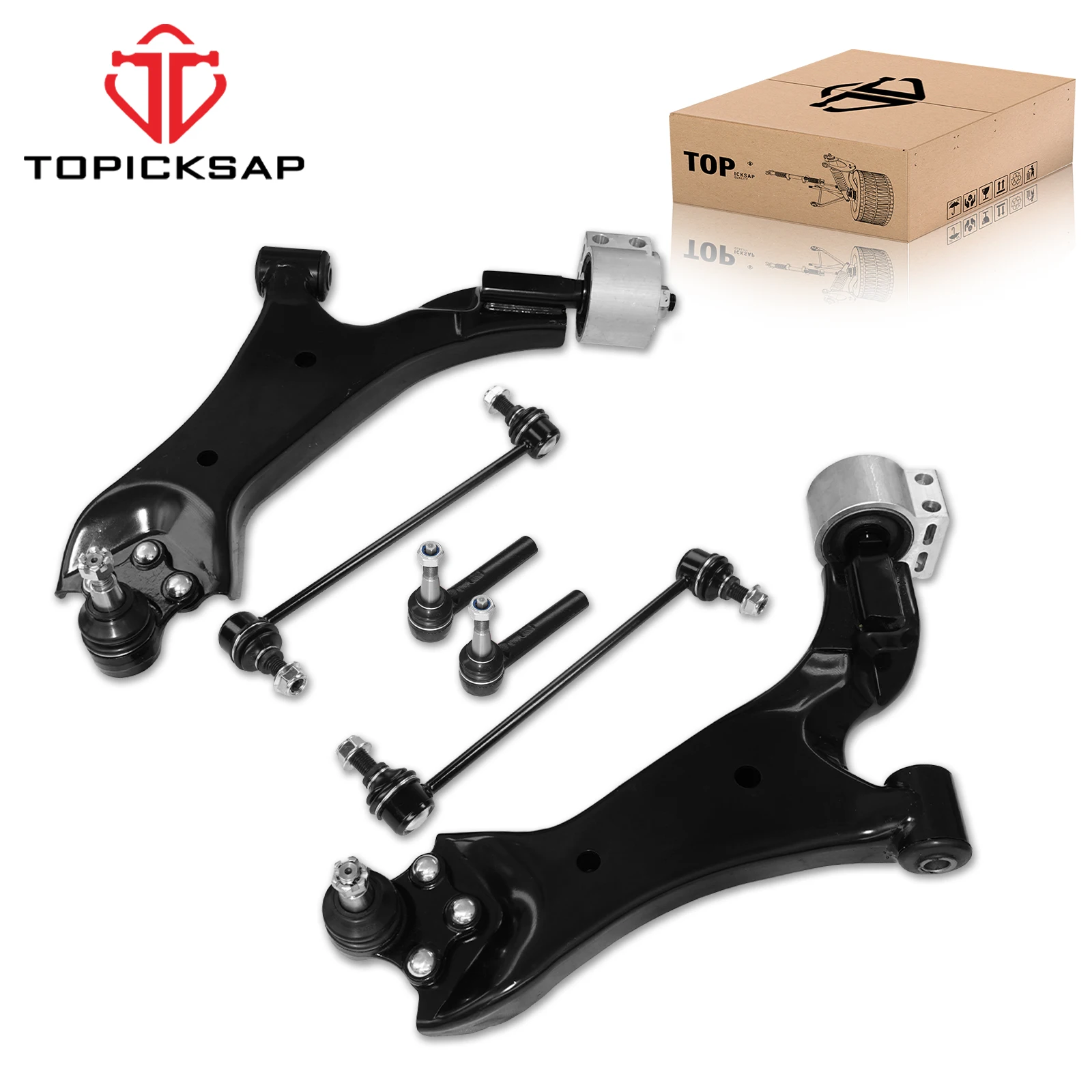 TOPICKSAP 6Pcs Front Lower Control Arm Ball Joint Sway Bar Link Tie Rod Assembly Kit for Chevy Equinox 2010-2015 2016 2017