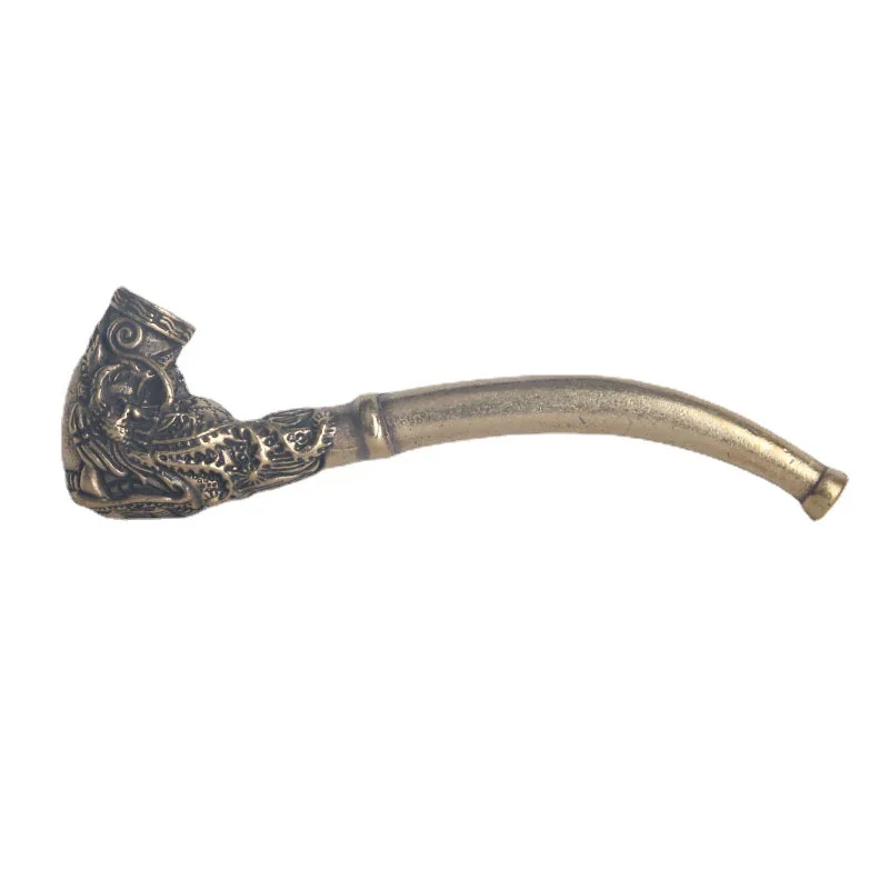 Brass Dragon and Phoenix Pipe Handle Piece Traditional Smoking Pot Creative Smoking Rod Vintage Smoking Accessories