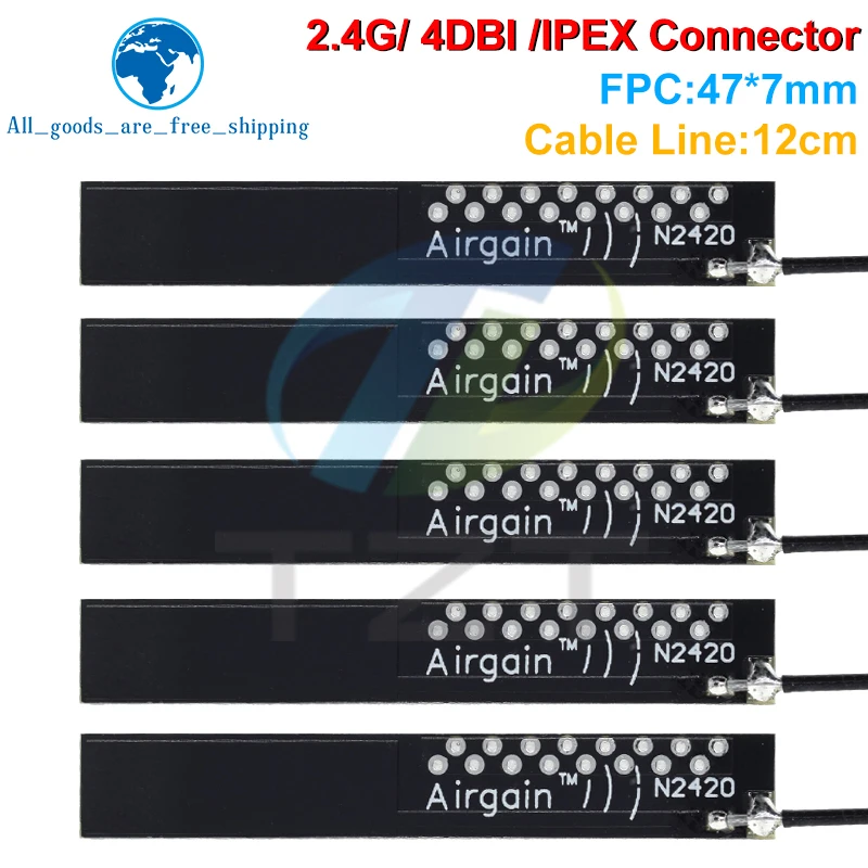 TZT 10Pcs/lot 2.4Ghz 4dBi WIFI Internal Antenna PCB Built-in Aerial IPX IPEX Airgain Omni Antenna UFL Connector