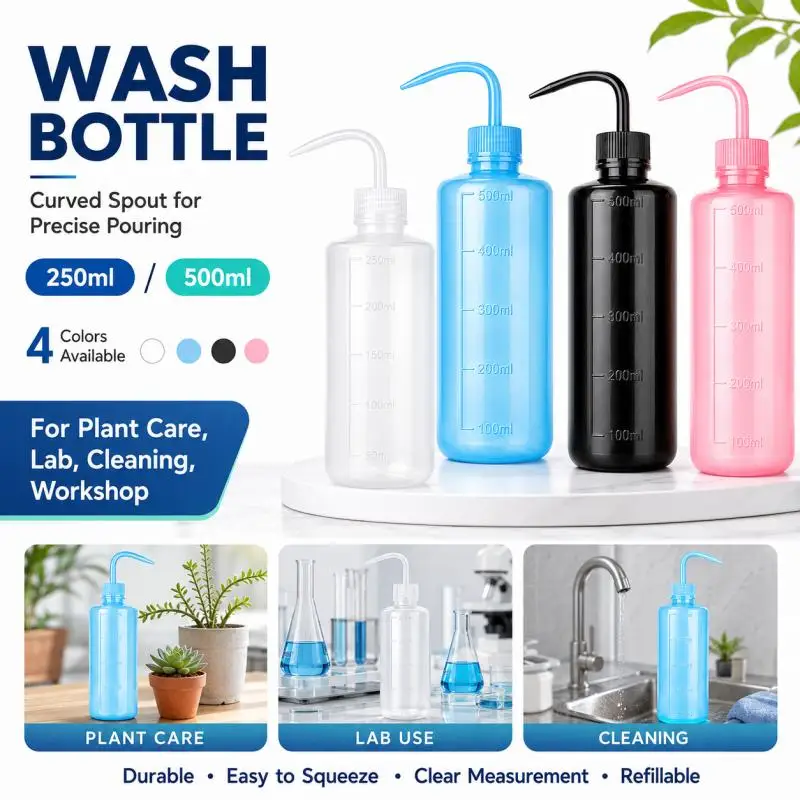 250/500ml Tattoo-Sprühflasche, Sichere Reinigungsflasche aus Kunststoff, Nicht-Sprühende Tattoo-Quetschflasche für Labor, Tattoo-Zubehör – Detail 1