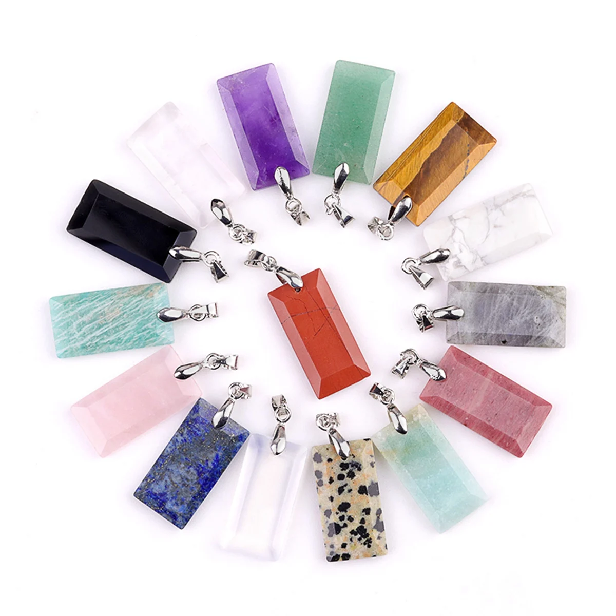 

Wholesale Multiple Options to Choose Natural Healing Gemstone Rectangle Crystal Pendant Charm Fashion Jewelry Accessories