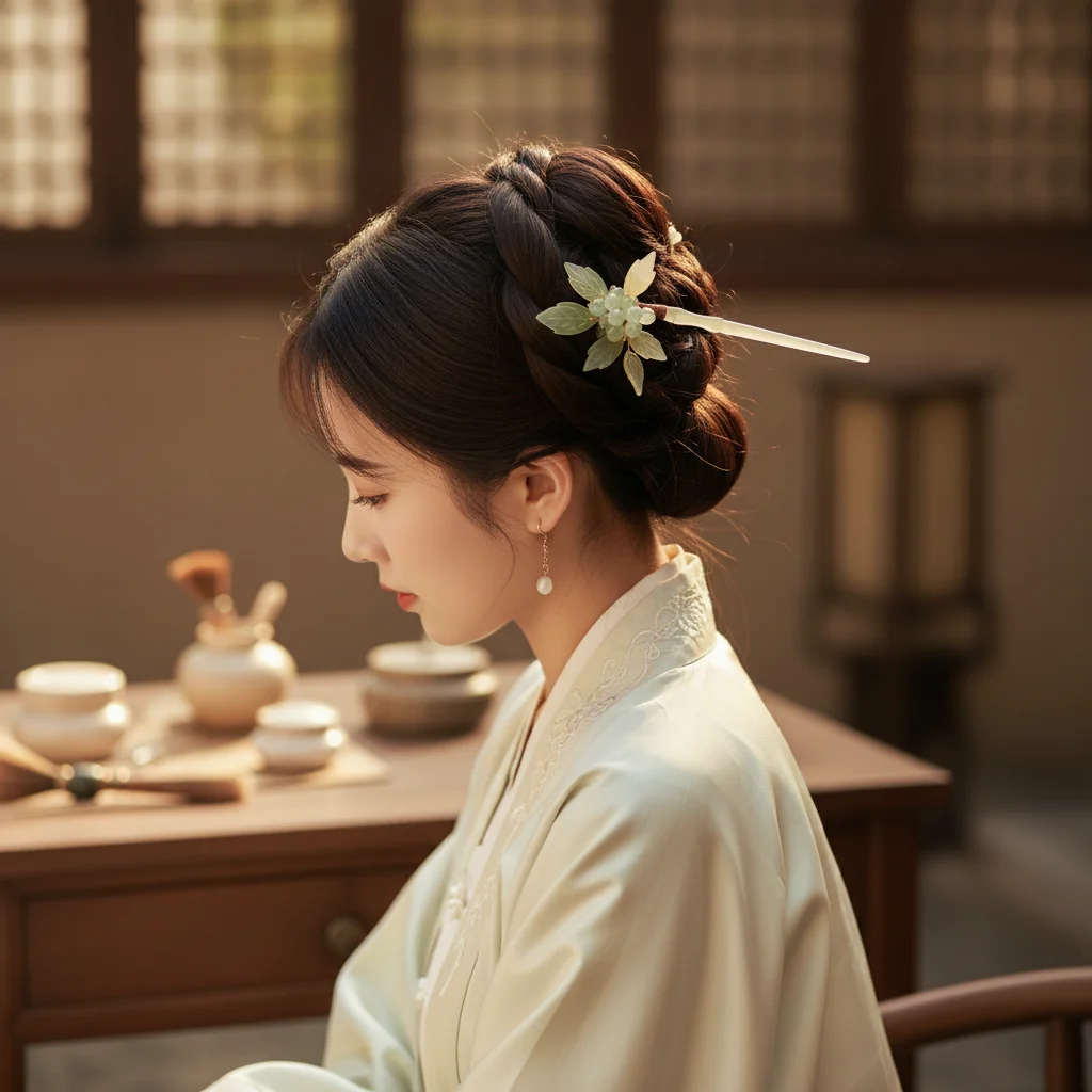 Elegant Hairpin For Women Vintage Chinese Style Bamboo Bead String Hair Stick Exquisite Headwears Imitation Jade Hairpin 1pc view 3