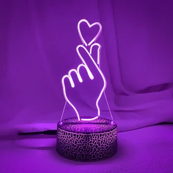 Più nuovo Kid Light Night 3D LED Night Light lampada da comodino da tavolo creativa romantica di heart light Kids Gril regalo per la decorazione domestica