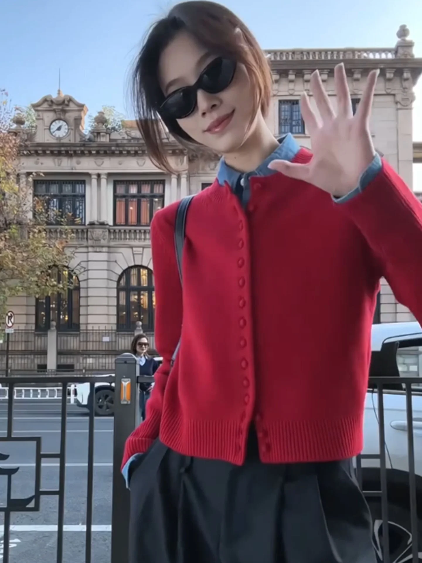 

Ретро-кардиган в корейском стиле, красный, длинный, вязаный, для женщин, повседневный, модный, весенний, новинка