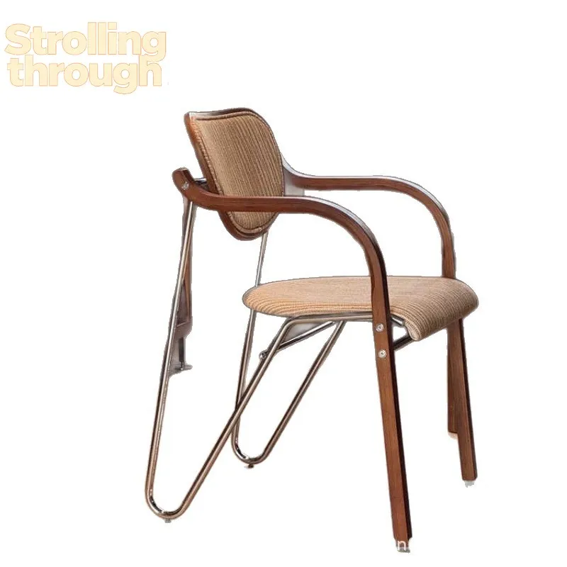 

Средневековый обеденный стул, элитный дизайнерский стул для дома, из массива дерева, с подлокотниками, мягкой обивкой, простой, повседневный, со спинкой, табурет