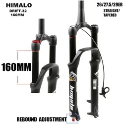 HIMALO MTB Suspension Air Fork Travel 160mm 26 27.5 29er Rebound Adjustment Quick Release QR Tapered Straight Tube Mountain bike