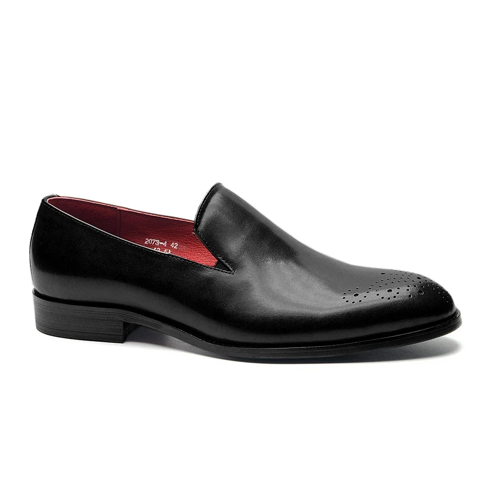 Mocassini formali da uomo classici in vera pelle Original Party Wedding Slip-on Dress Shoes fodera rossa italiana calzature maschili di lusso