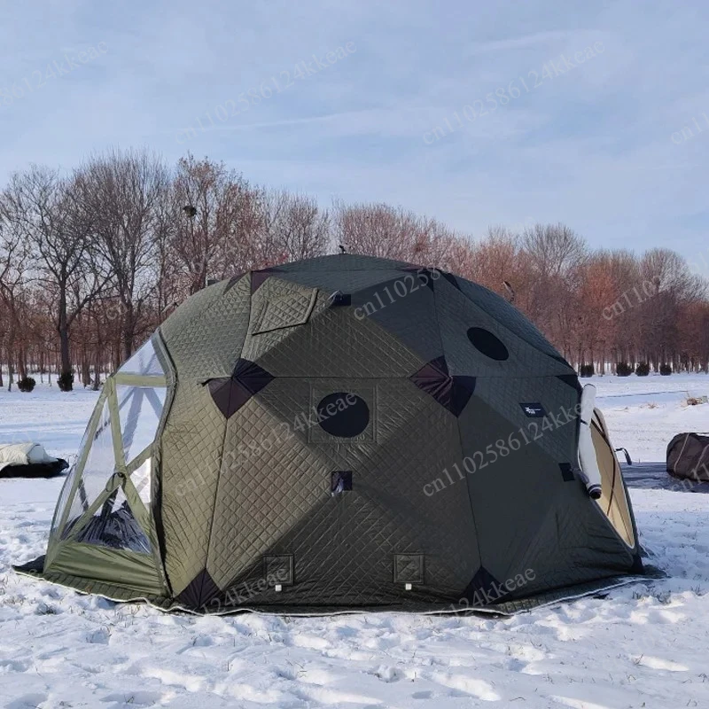 Winter Insulated Snow Tent, Snowproof Waterproof, Windproof, With Heating Hole Chimney,For 8 People Outdoor Camping