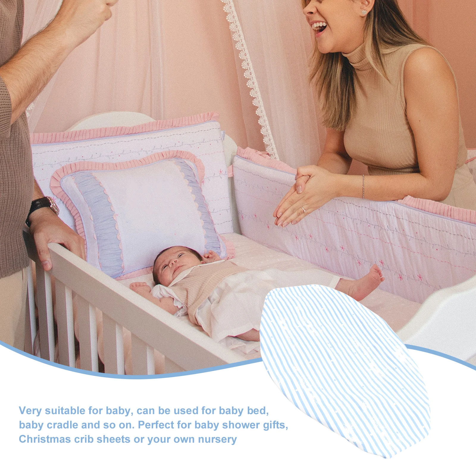 Weiche, feuchtigkeitsabsorbierende, waschbare Stubenwagen-Blatt für Babybett-Matratzenbezug, Geschenk für Neugeborene, Kinderzimmer, Kinderbettlaken für