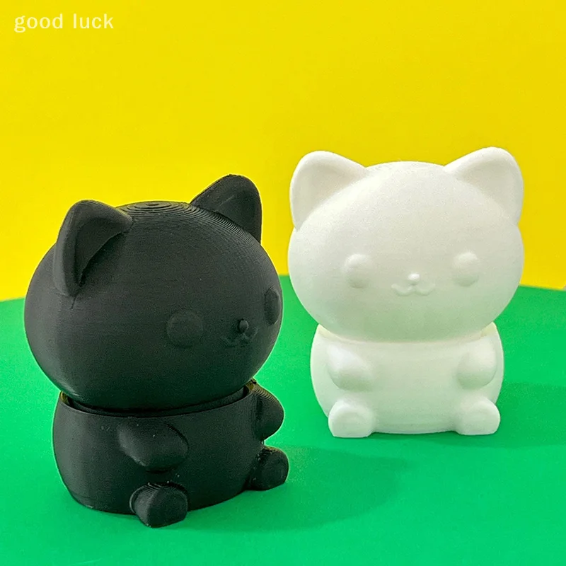 Mainan Dekompresi Kepala Kucing Berputar Tanpa Waktu untuk Mainan Anak Ornamen Desktop Kantor Rumah