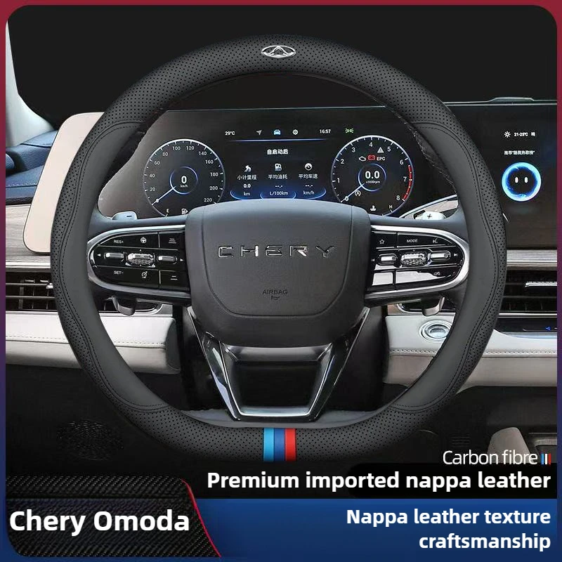 

Leather Car Steering Wheel Cover for Chery Tiggo 2 4 7 8 9 Pro Max Arrizo 5 8 2022 2023 2024 2025 2026 Accessories