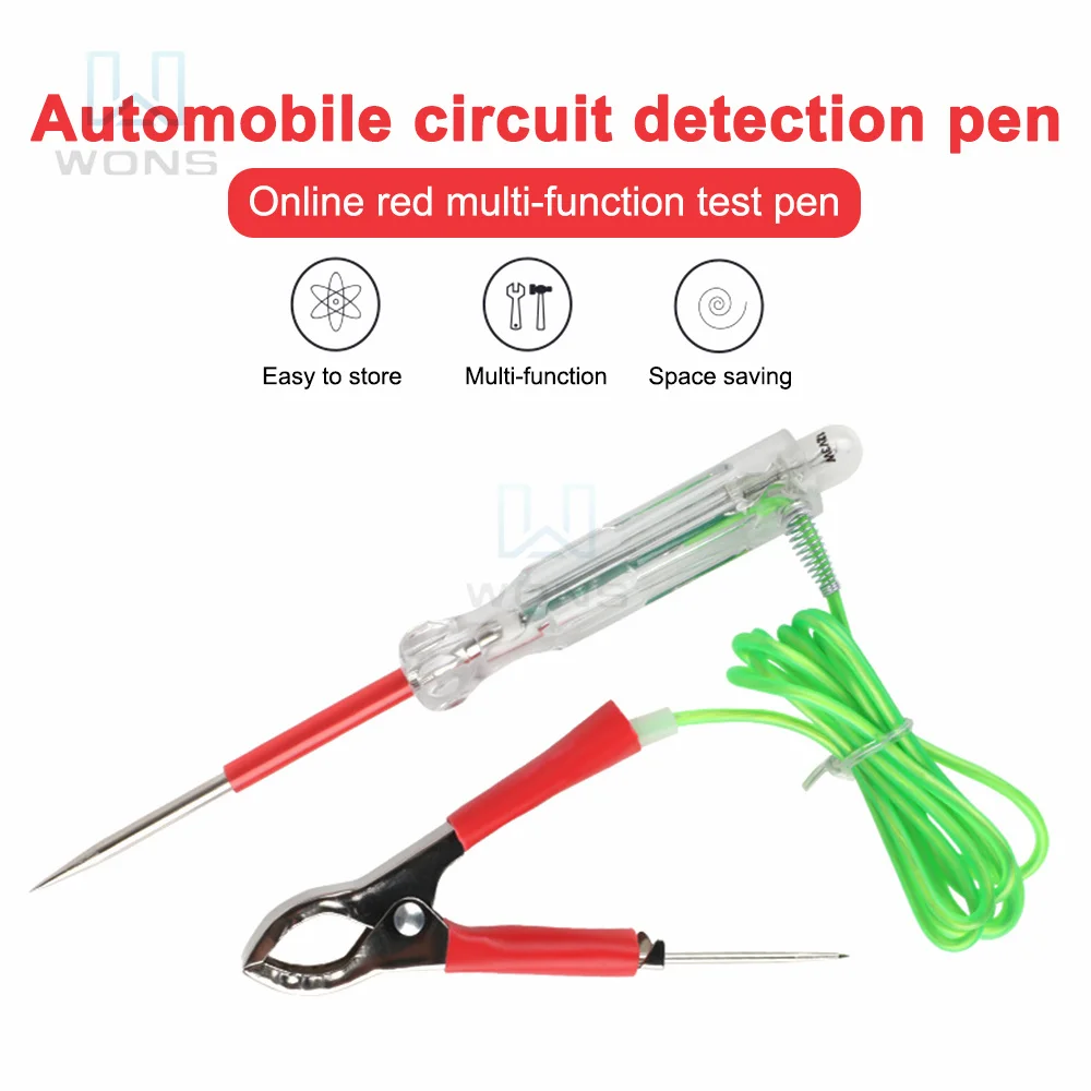 Multi Function LED Automotive Circuit Tester 6-24V Test Light with Dual Probes Antifreeze Wire Alligator Clip for Testing