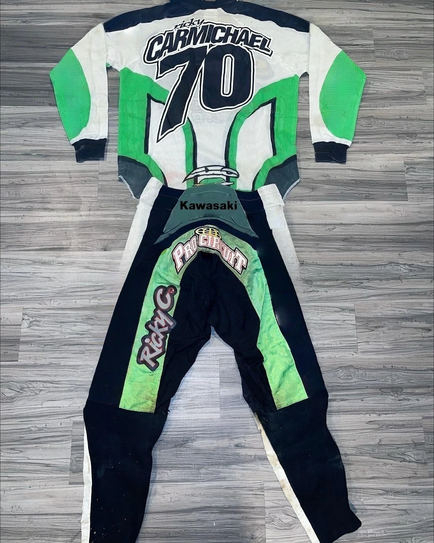 

Kawasaki Men's Off-Road Motorcycle Long Sleeve T- Shirts & Pants #70 CARMICHAEL Breathable Outdoor Mountain Bike Top Sportswear