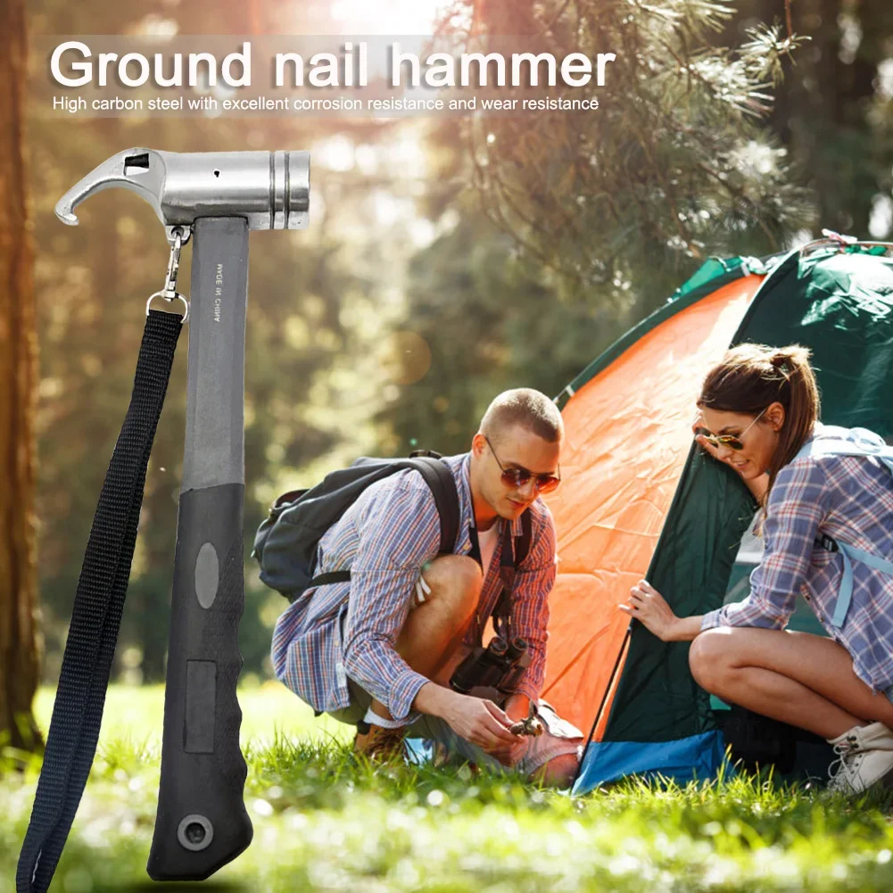 1Pc Multi-functional Camping Tent Hammer Hand Tool Heavy Duty Nail Puller for Outdoor Tent Stake Household Floor Nail Remover