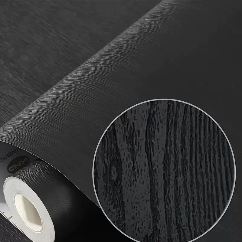 1 لفة من ورق جدران من الفينيل المصنوع من الخشب الأسود من Normcore، ورق اتصال ذاتي اللصق مقاوم للماء، غرفة المعيشة، المطبخ، أثاث الحائط المنزلي والمهجع