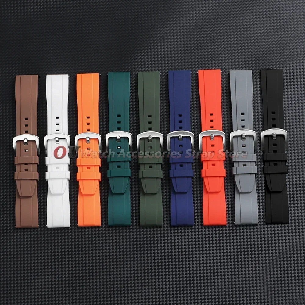 20mm 22mm Silikon-Uhrenarmband für Seiko, Rolex, Omega, Schnellverschluss-Uhrenarmband mit Schmetterlingsverschluss, Gummi-Armbänder für Damen und Herren – Detail 3