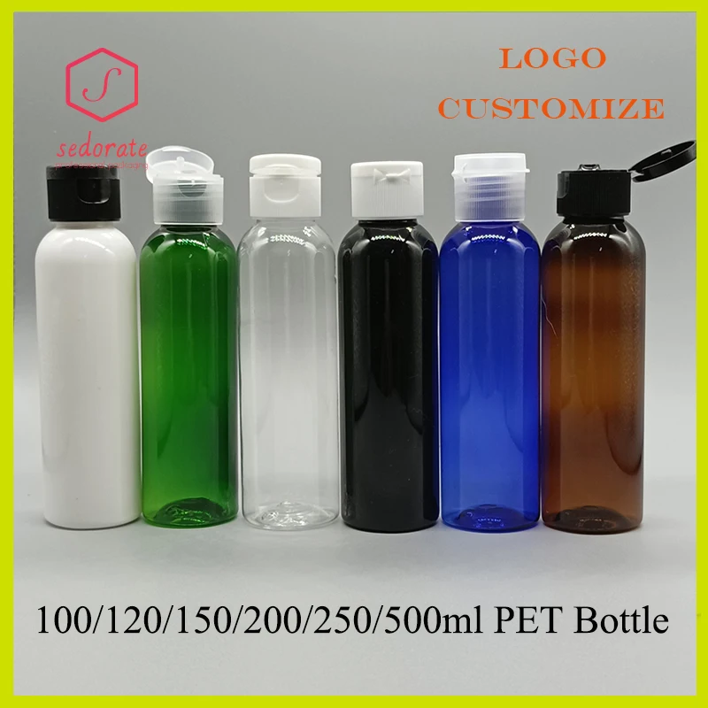 20/50pcs 100ml Plastic Bottle With Flap Lid 120ml 200ml PET Folder Lid Refillable Bottle 150ml 500ml Travel Bottles QY33001