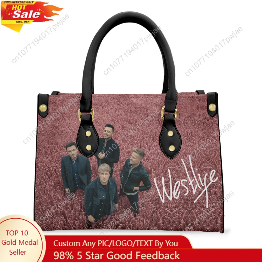 

Westlife Pop Band Tote Bag Purse Womens Mens Personalized Text Image PU Leather Handbag Business Shopping Gift Bags