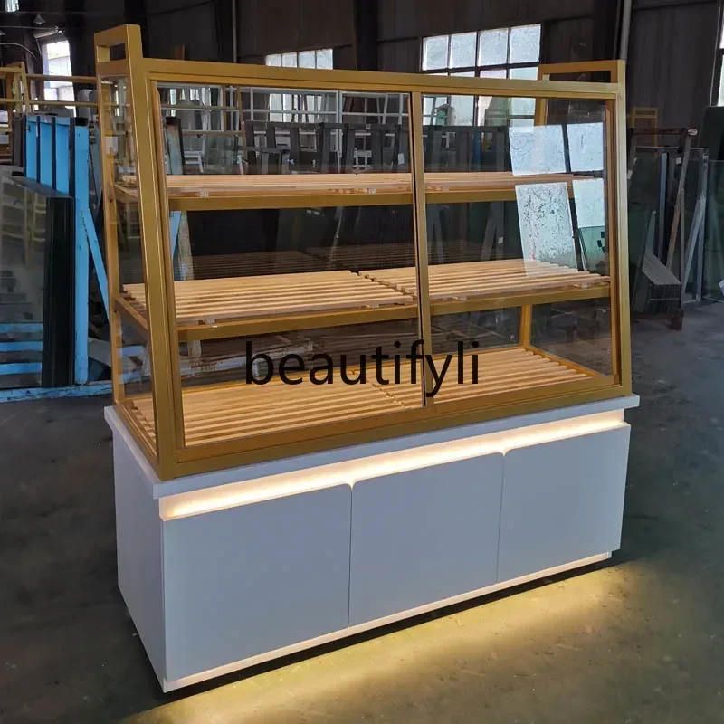 yj15 pastry shop baking fried goods drawer wrought iron solid wood middle island cabinet model cabinet