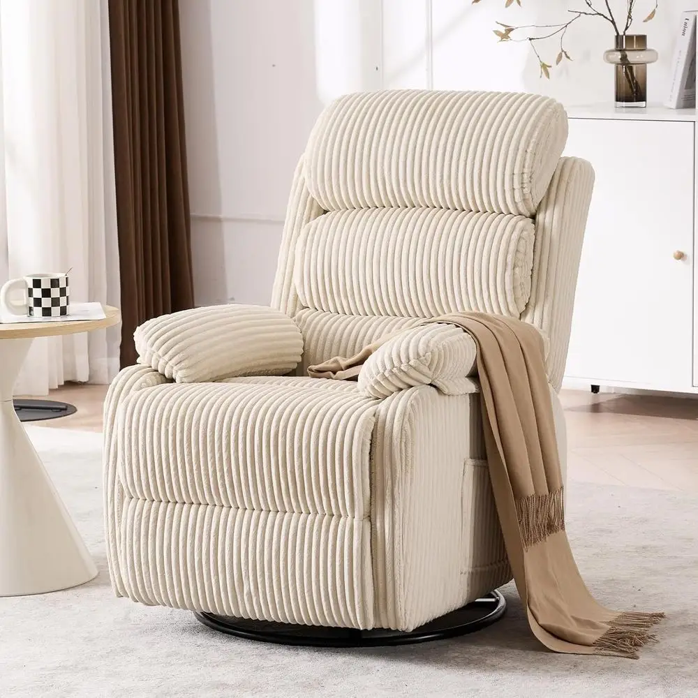 Adult 360° Rocking Recliner Chair，Nursery Rocker Reclining Chair with Side Pocket, a Comfy upholstered Single Sofa Armchair. Sui