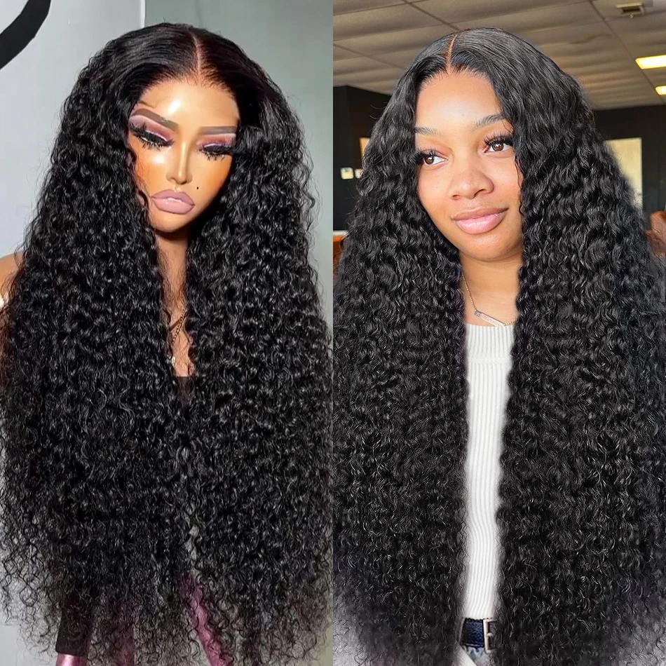 

HD 250% 5X5 Glueless Ready To Wear Curly Deep Wave 30 40 Inch Transparent Lace Front Human Hair Wigs Frontal Wig