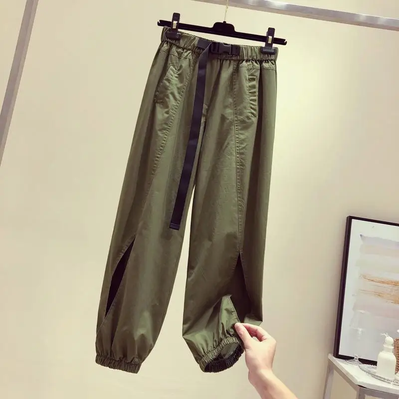 

New Women Pants with Pockets Cargo Pants Women High Waist Trouser Female Loose Streetwear Hip Hop Joggers Army Green Pants A69
