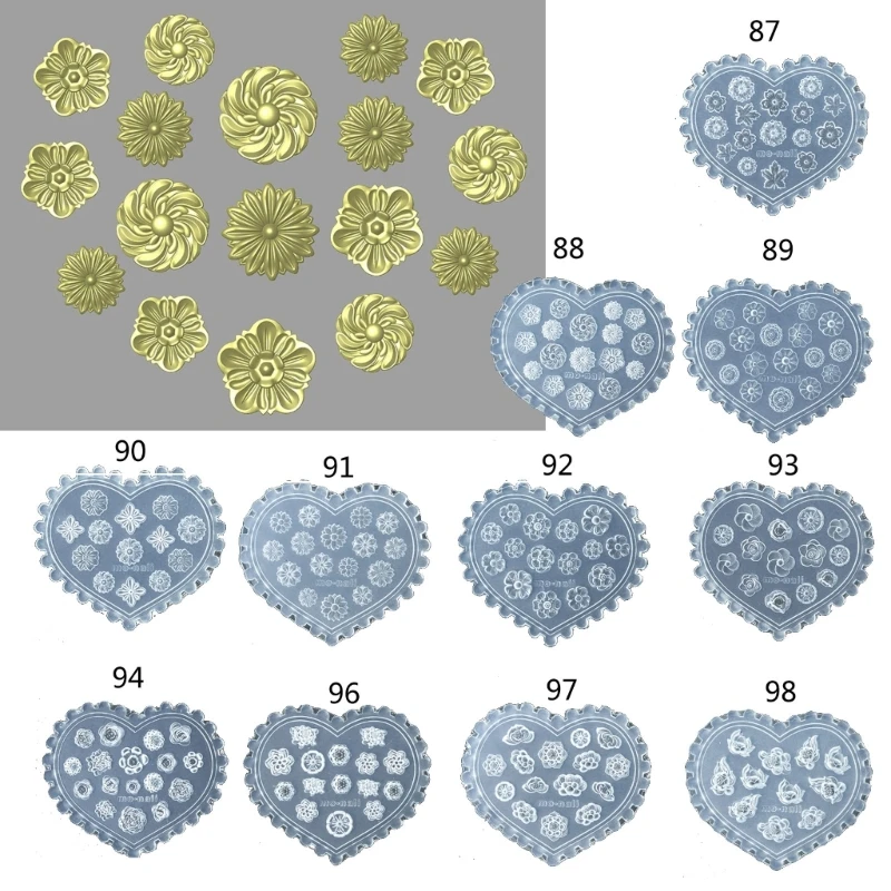 Y1ub ferramentas gel acrílico molde resina mini tamanho arte do prego molde silicone flor estrela floral modelo jóias