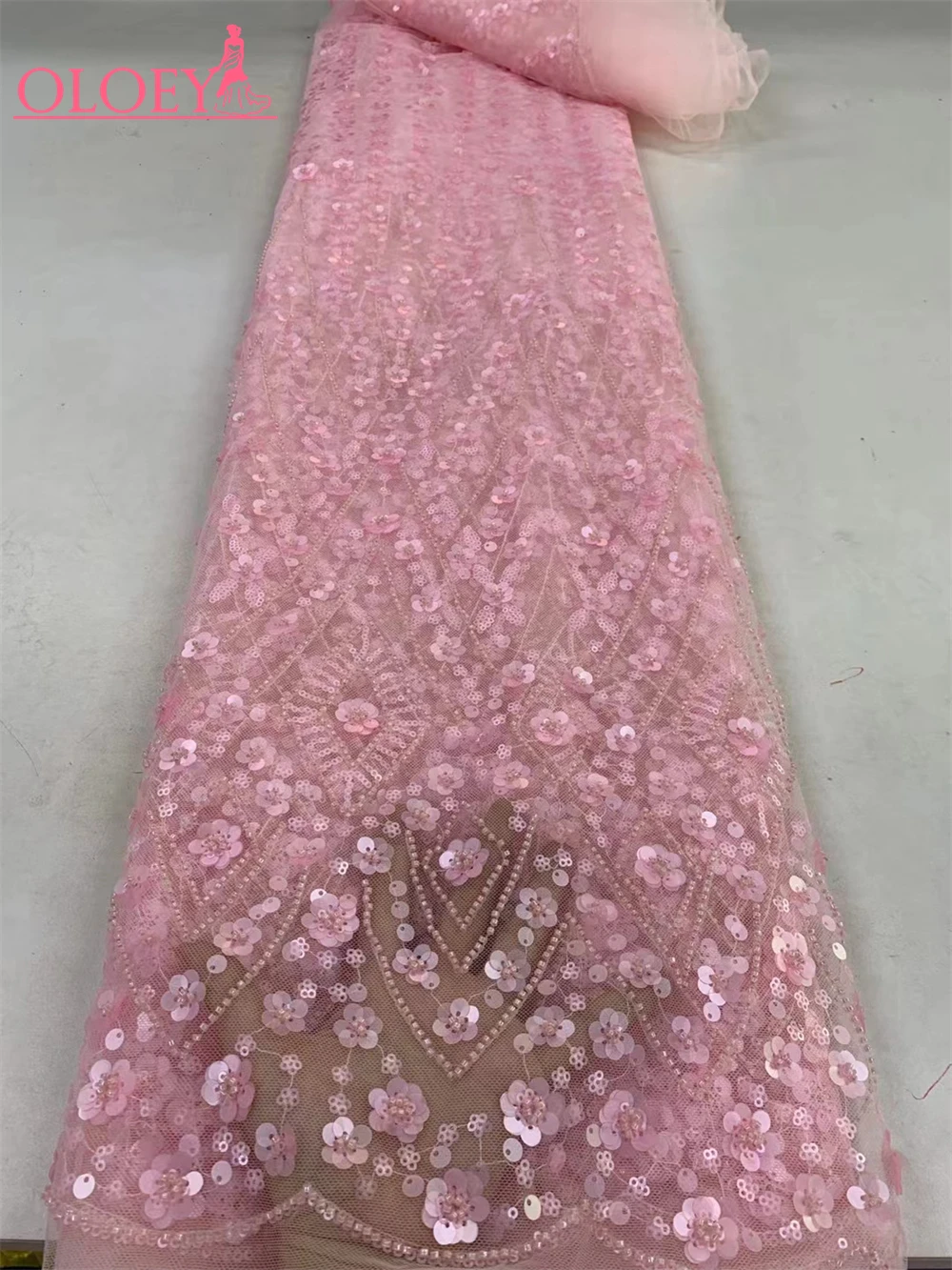 Tela de encaje con cuentas bordadas francesas para vestido de novia, tela nigeriana africana con lentejuelas, elegante, a la moda