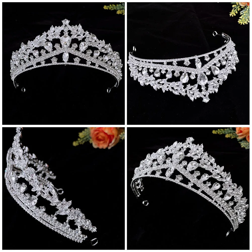 

Rhinestone Bride Tiara Crown Elegant Wedding Bridal Headpiece Delicate Hair Jewelry for Bridal Ceremony Performance Celebration