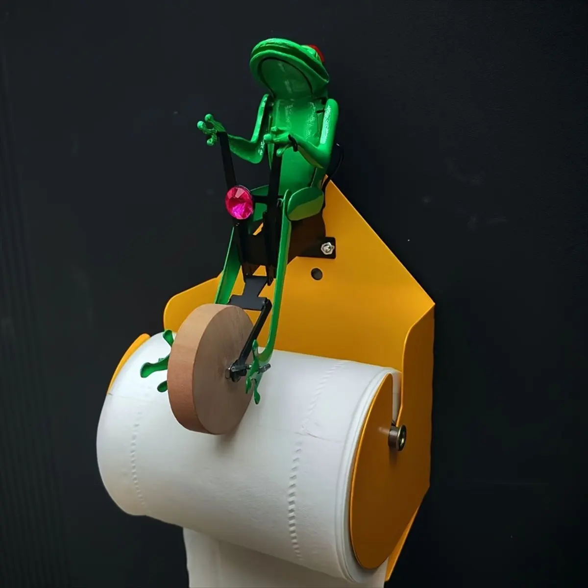 Creatives Frog Riding Unicycle Wall Mounted Paper Roll Holder - Unique Design, Perfect for Home Decoration Bathroom Wall-A14I
