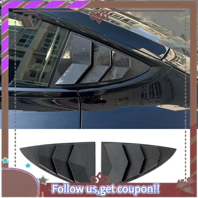 

A57E-Rear Car Window Shutter Cover For Tesla Model 3 Highland 2024 Louver Side Vent Trim Triangle Accessories Matte Carbon