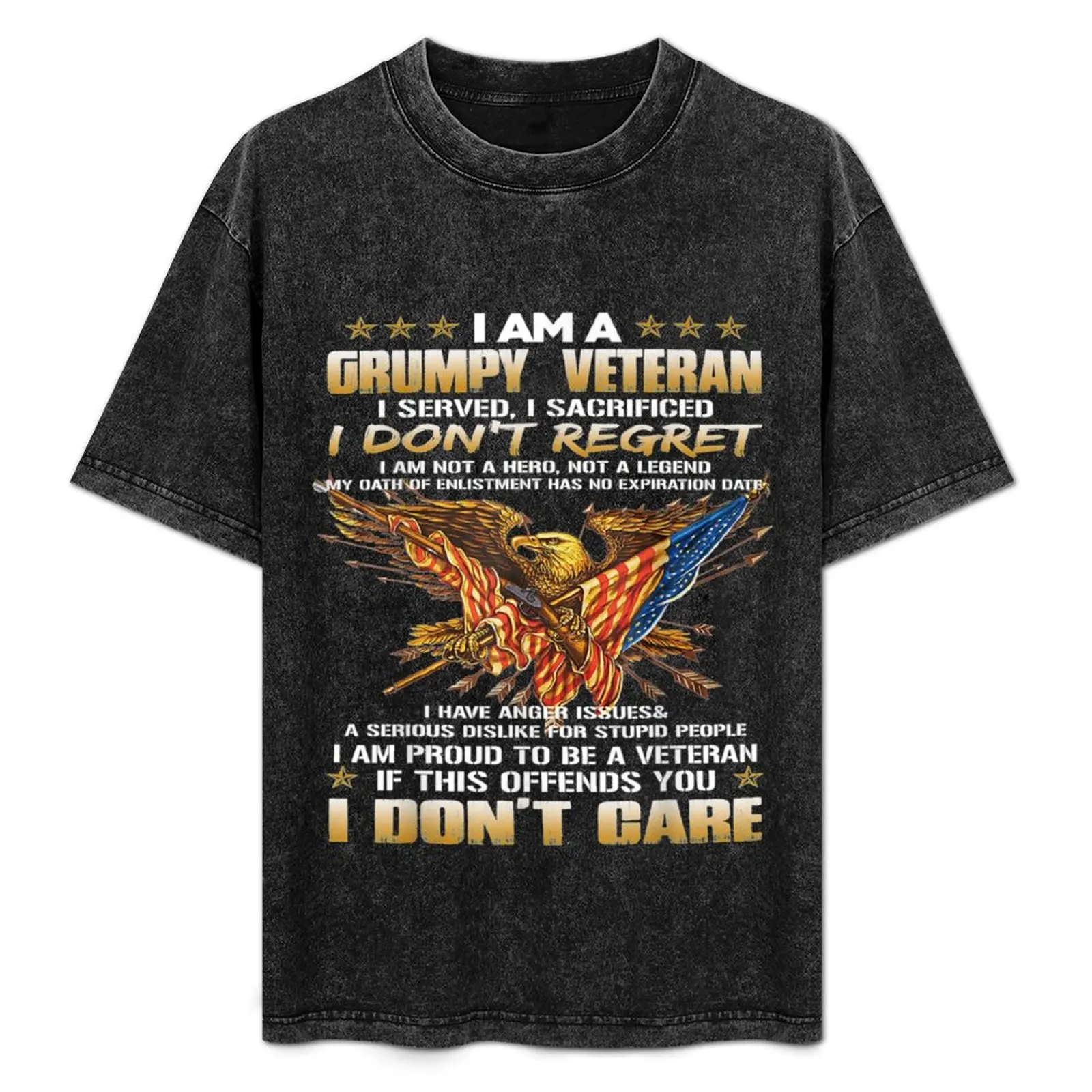 

I Am A Grumpy Old Veteran I Served I Sacrificed Tee T-Shirt Running Gym Short Sleeve Sports Tee