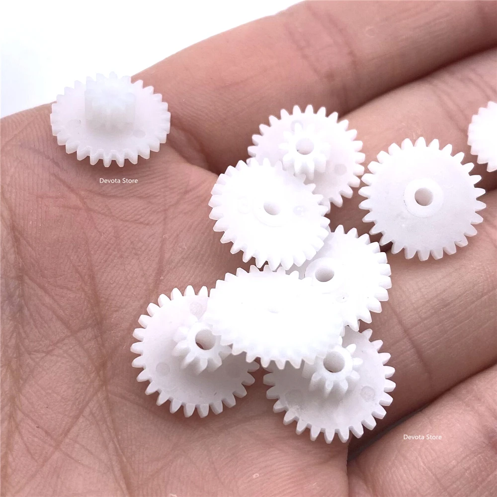 Double Gear 0.5M 10/12/18/20/26/30/36/40/46/50 Teeth Spur Plastic Gear 10-26 Teeth 2mm-Hole-Tight/Loose Fit DIY Model POM