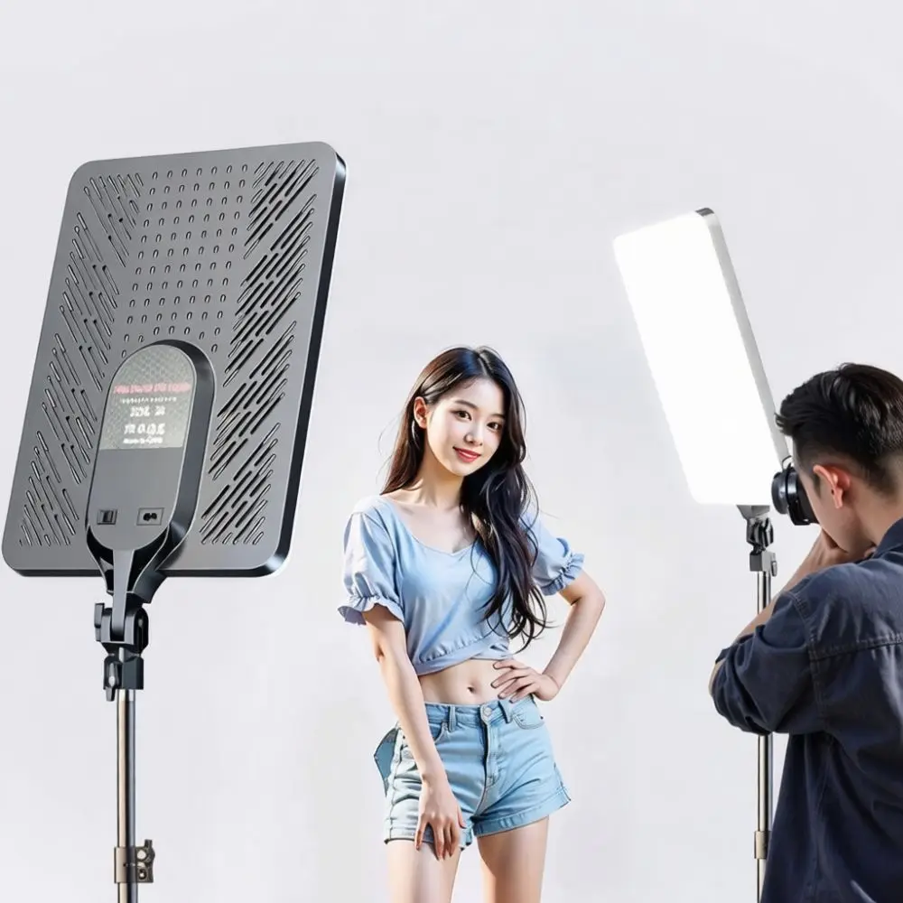 Studio LED Flat Fill Lamp For Photography Streaming Professional Soft Light Lighting Equipment Dimmable Beauty Video Lamp Stand