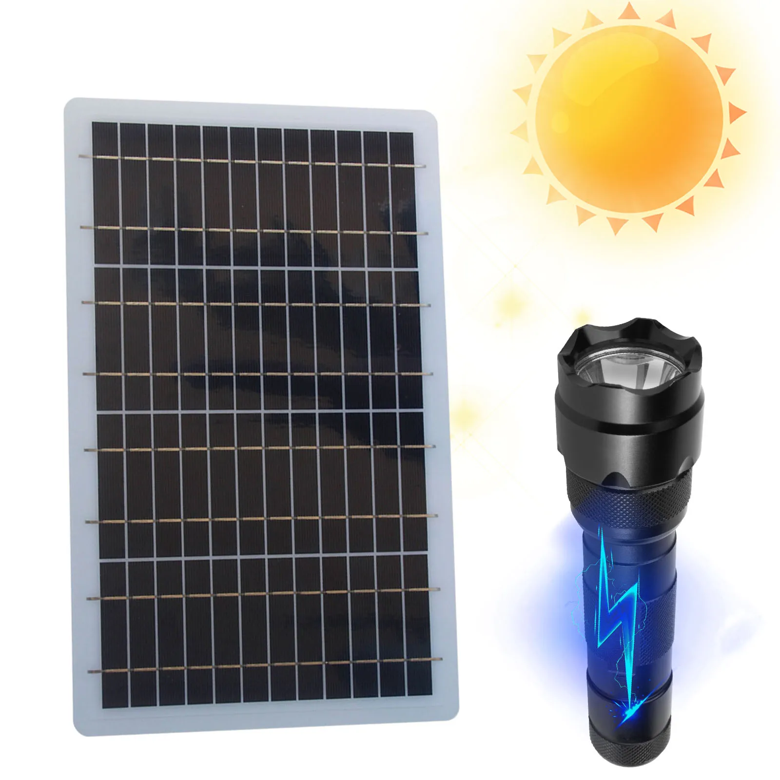 10W 6V Polysilicon Solar Battery 350x215mm Square Solar PV Module Lightweight for Water Pumps Garden Lights Outdoor Use