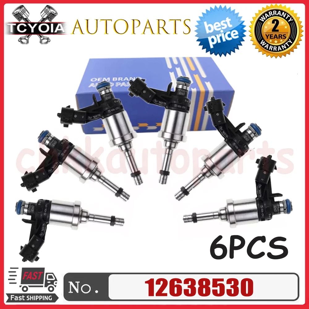 

6x OEM 12638530 12632255 12611545 12669384 0261500114 Fuel Injector For Chevrolet Camaro Traverse GMC Acadia CTS 3.6L Auto Parts