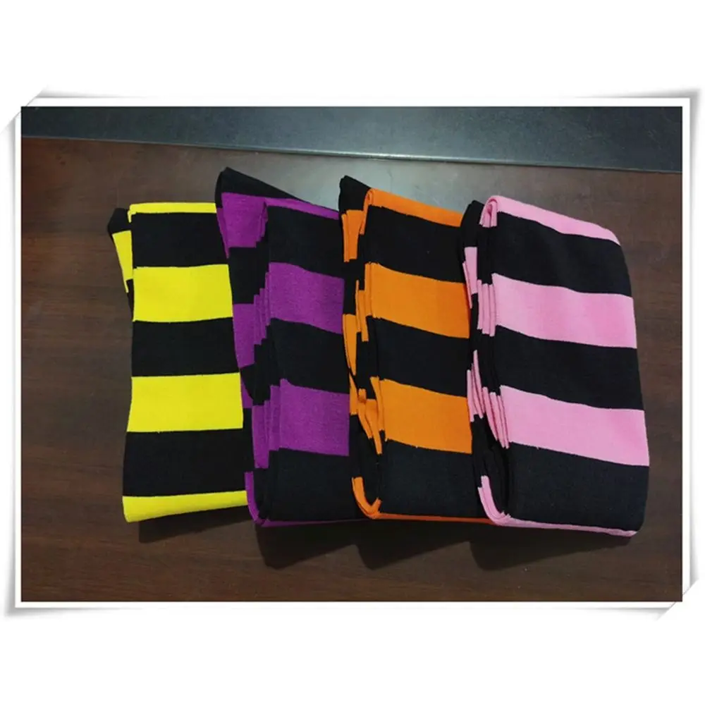 1 Pair Creative Multicolor Stripe Stockings Knitted Cotton Cosplay Over The Knee Socks Absorb Sweat Thigh High Long Socks OOTD