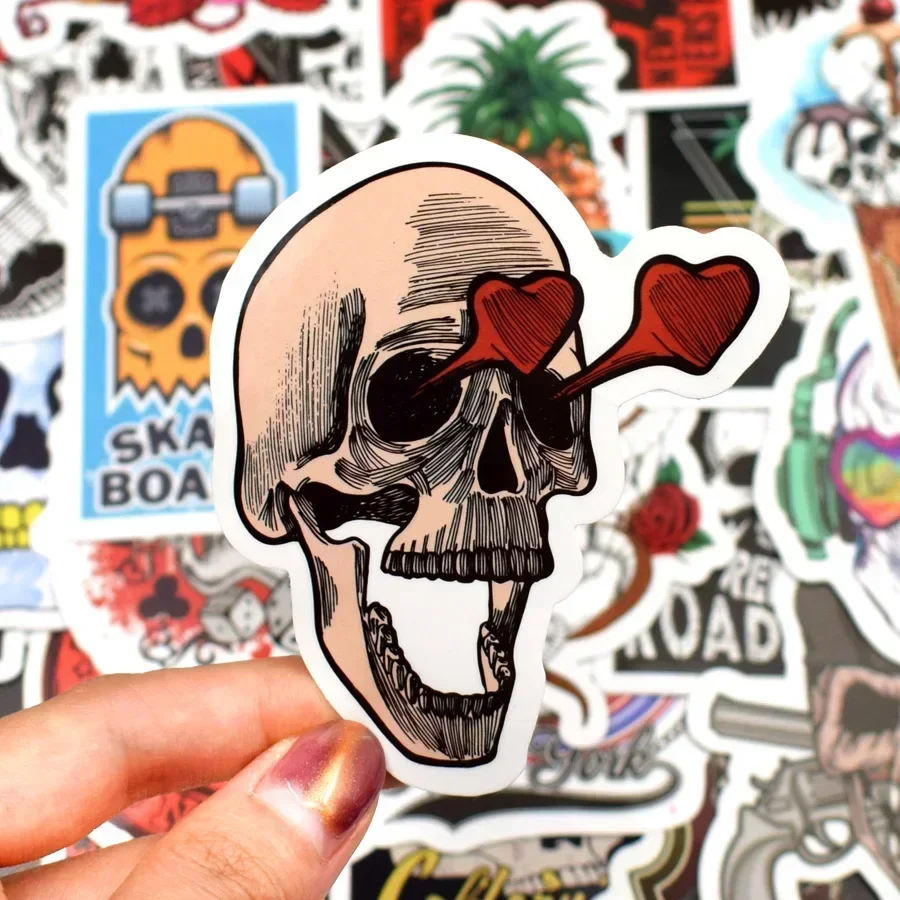 50 قطعة الهيكل العظمي ملصق رائع الكتابة على الجدران الشرير شبح الجمجمة روك ملصقات الكمبيوتر ملصقات مصورة مقاومة للماء لتقوم بها بنفسك لوح التزلج الغيتار سيارة #3