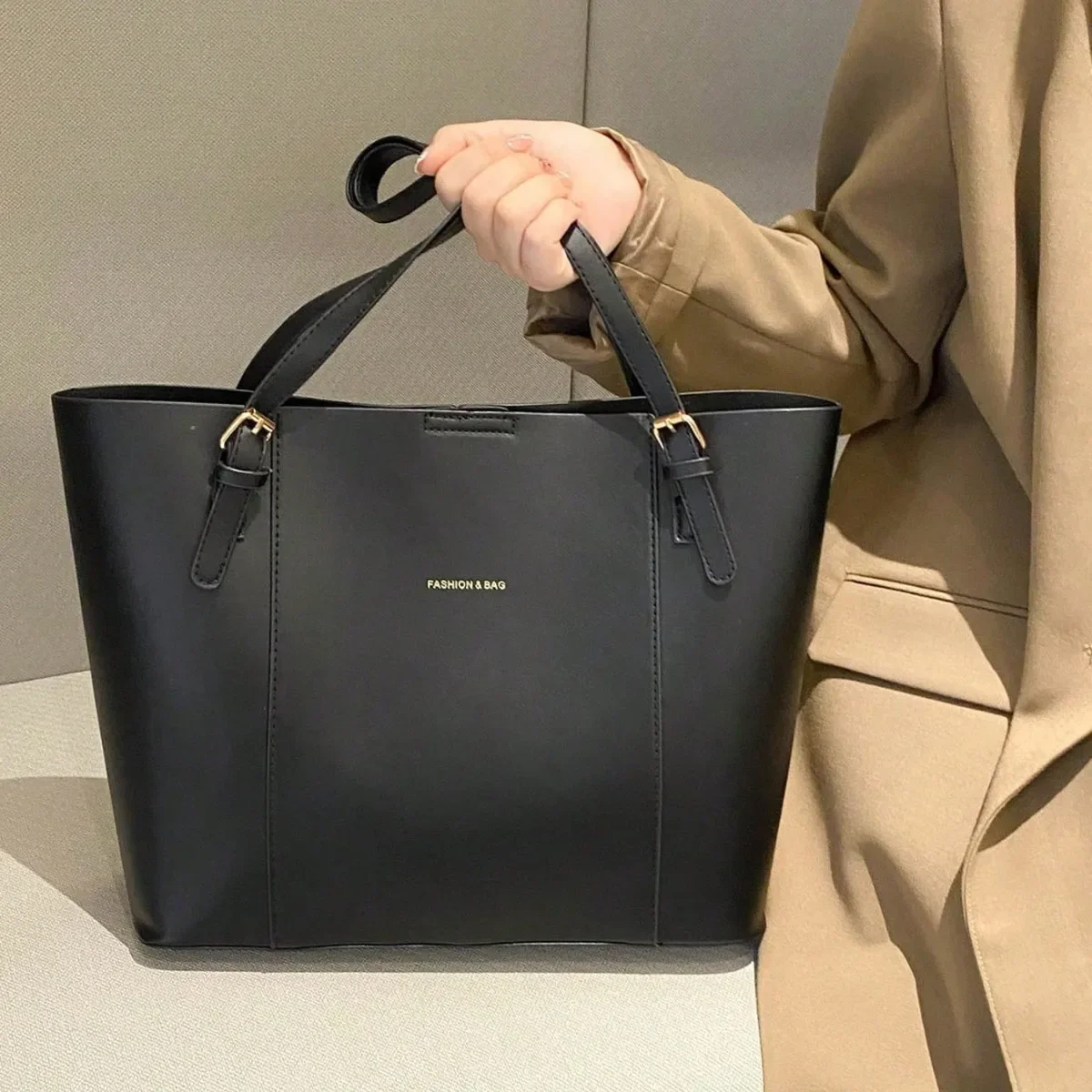 

Стильная простая повседневная сумка-ведро в стиле ретро, женская сумка через плечо большой вместимости, текстурная сумка