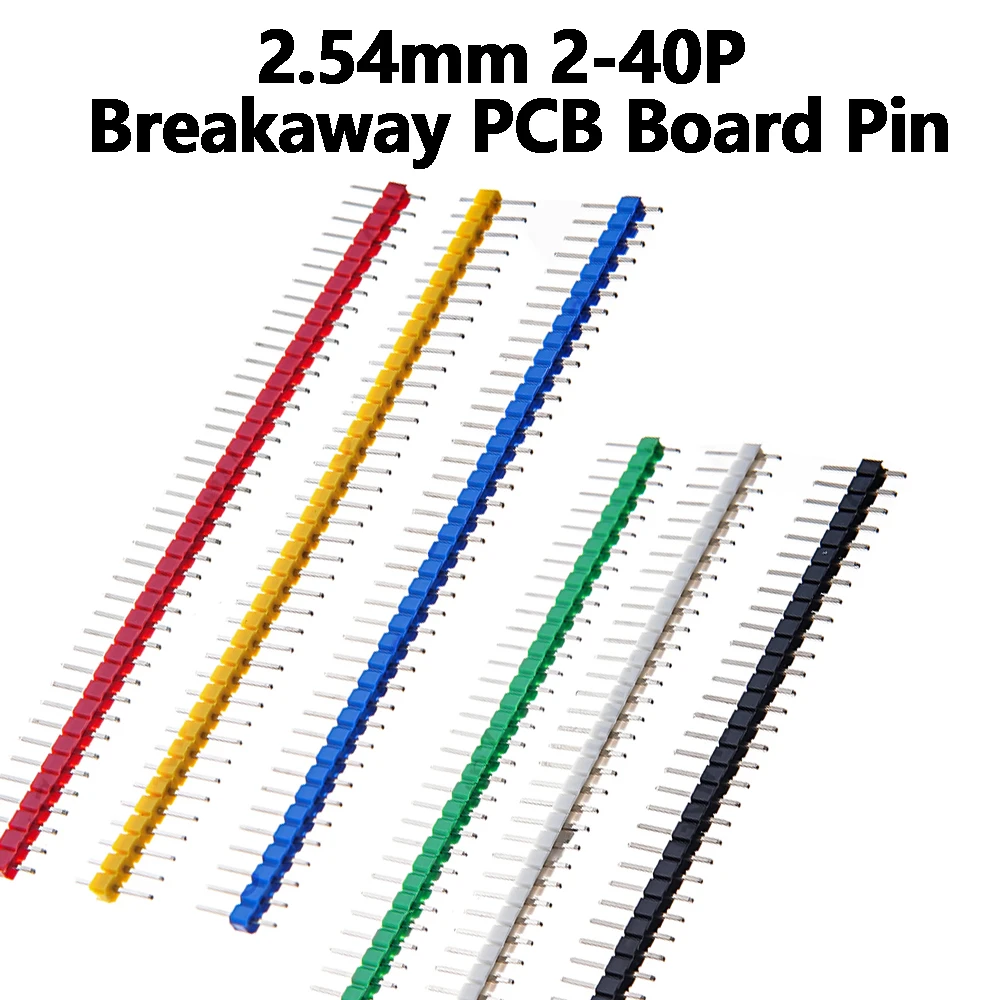 2.54mm 10/12/15/20/40Pin Single Row Male 2~40P Breakaway PCB Board Pin Header Connector Strip Pinheader For Arduino 2/ 3/4/5/6/8