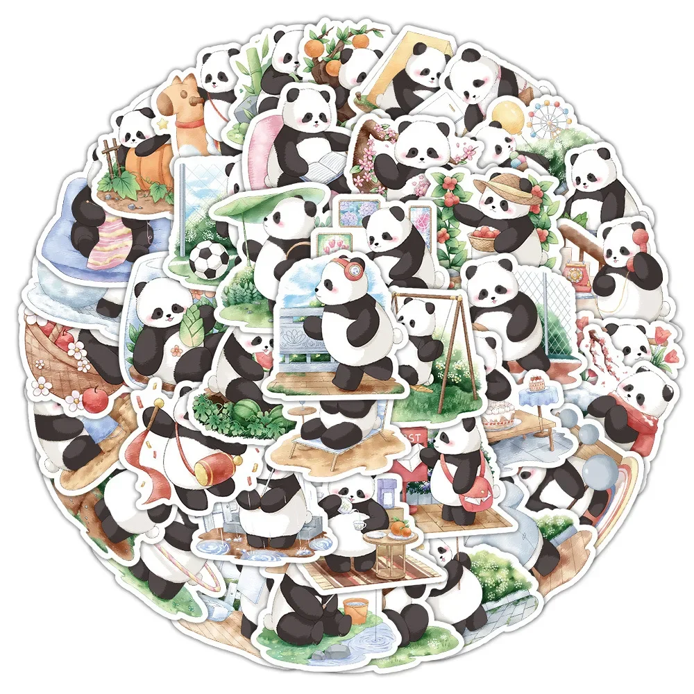 60PCS Kawaii Panda Stickers Leuke Cartoon Dier Graffiti Sticker Laptop Telefoon Gitaar Fiets Skateboard Decals Gift Kinderen Speelgoed Geschenken