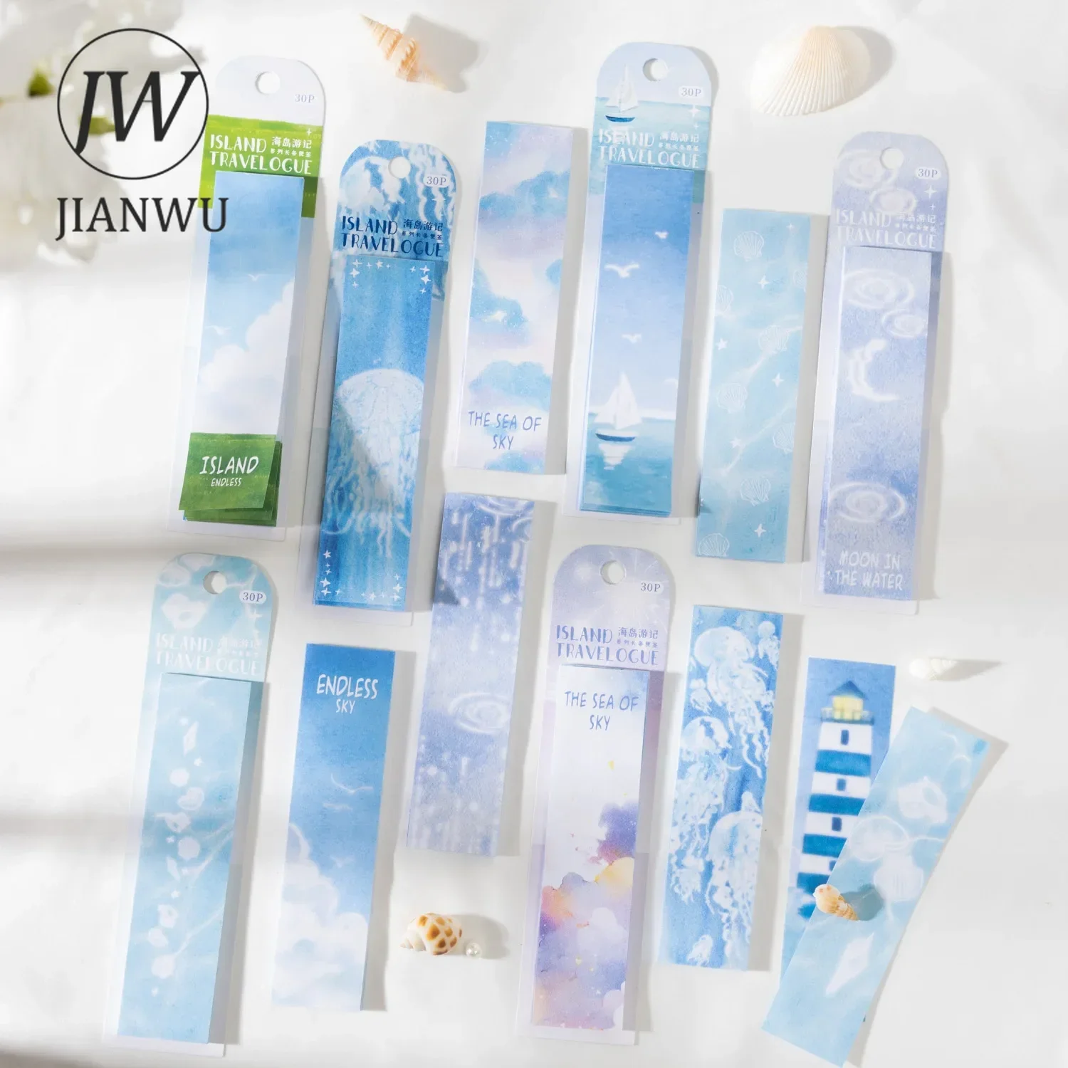 JIANWU Island Travelogue Series INS Travel Sky Sea Landscaping Material Collage Memo Pad Creative DIY Junk Journal Stationery