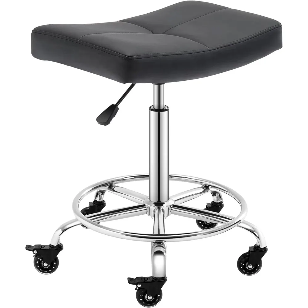 Salon Rotating Chair Wide Rolling Stool with Locking Wheels Footrest Adjustable Height Swivel for Salon Kitchen, Salon